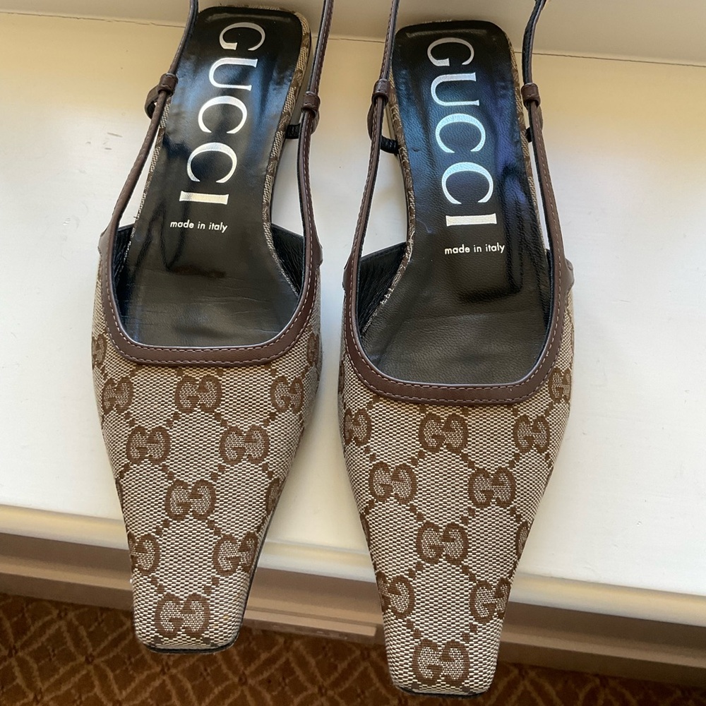 Gucci GG Canvas Slingback Ballet Flats